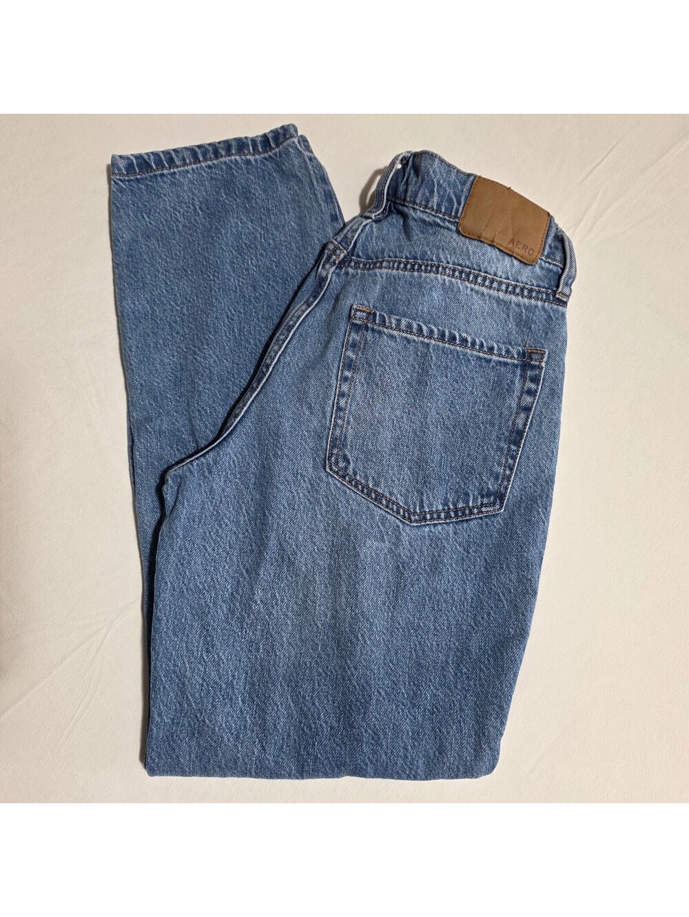 Aeropostale Women's Distressed Mom Jeans Size 0 Light Blue Denim